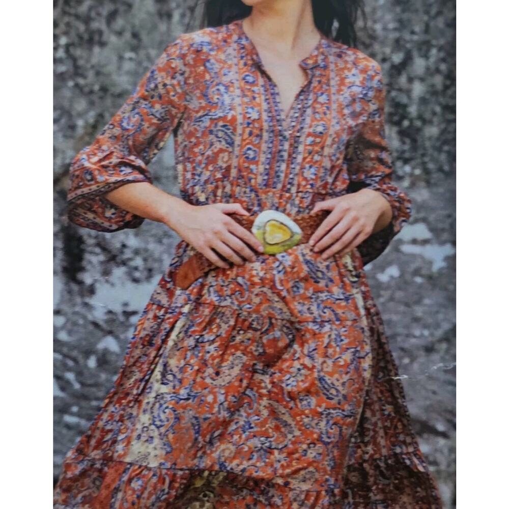 Cienna Rosa Silk Maxi Flowy Dress Size Small